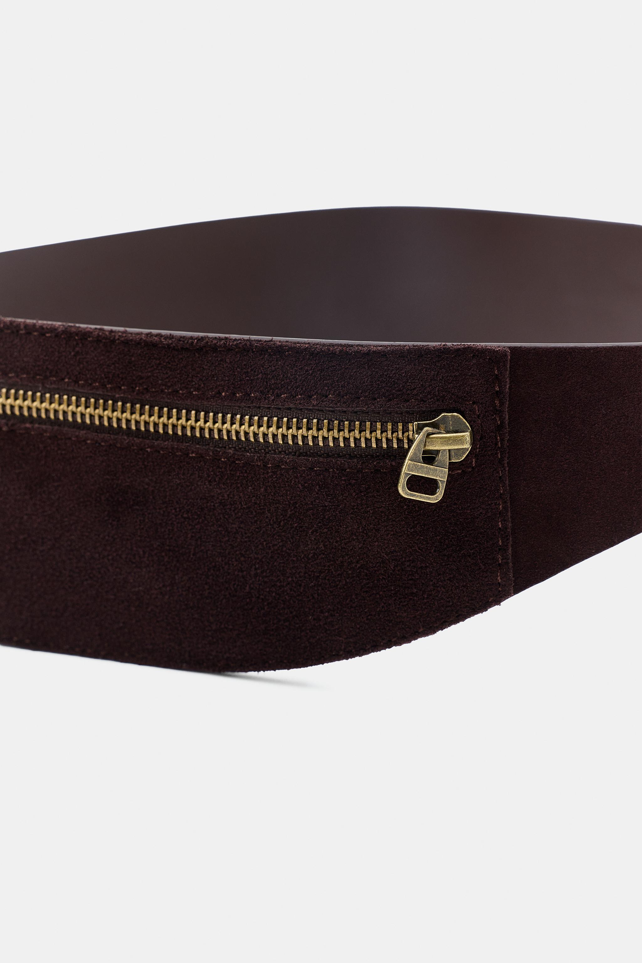 CEINTURE BANANE POCHE 100% CUIR DAIM